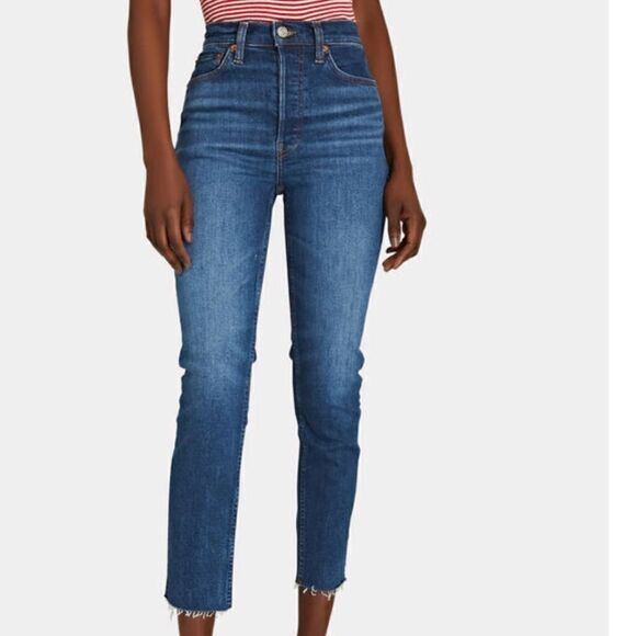 Re/Done Originals - High-Rise Ankle Crop Jeans - Size: 30 - Picture 2 of 9